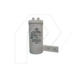 45 Mfd Capacitor Marcha SpartsNet 250V con Soporte Blanco