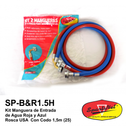 Kit Manguera de Entrada de Agua Roja y Azul Rosca USA Con Codo 1,5m (25)