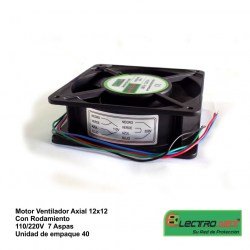 Motor Ventilador Axial 12x12 Con Rodamiento   110   220V 7 Aspas