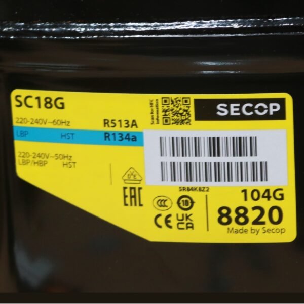 Compresor Secop 220 V 60 Hz R134 SC18G LMHBP