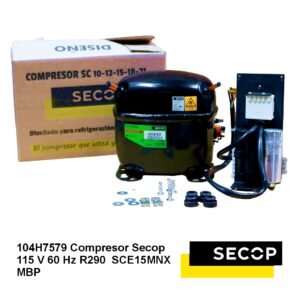 104H7579 Compresor Secop 115 V 60 Hz R290 SCE15MNX MBP 1 Compresor Secop 115 V 60 Hz R290 SCE15MNX MBP