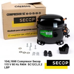 104L1698 Compresor Secop 115 V 60 Hz R404 SC12CLX.2 LBP 1 Compresor Secop 115 V 60 Hz R404 SC12CLX.2 LBP