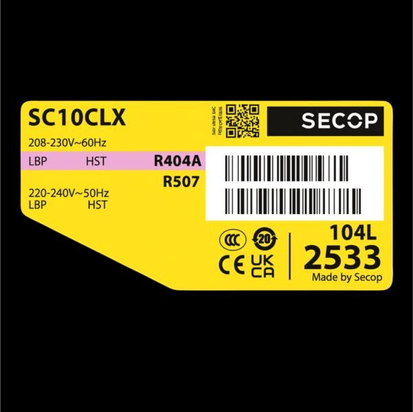 Compresor Secop 220 V 60 Hz R404  SC10CLX  LMBP