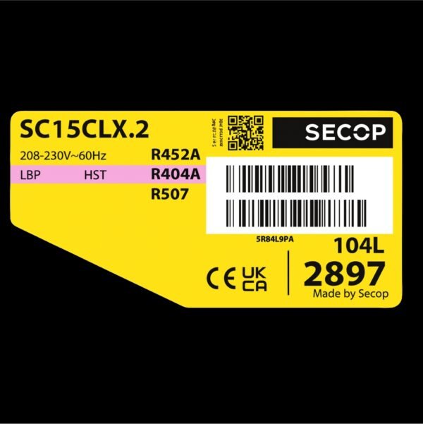 Compresor Secop 220 V 60 Hz R404  SC15CLX.2 LBP