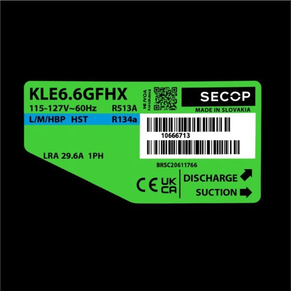 Compresor Secop 115 V 60hz R134 KLE6.6CFHX