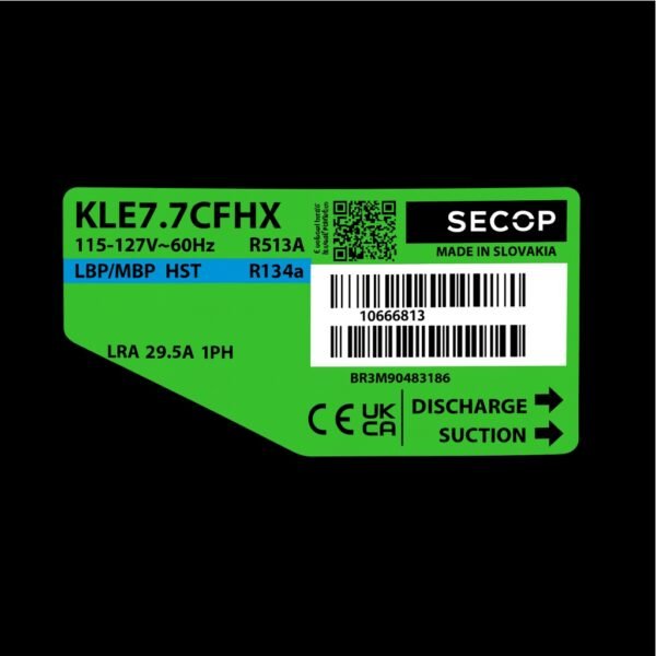 Compresor Secop 115 V 60hz R134 KLE7.7CFHX