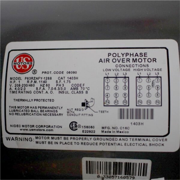 Us Motors Alta Eficiencia 1 HP 208-230 / 460