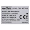 16 2 RNAF16M4400 Motor Ventilador Axial 16" 220V 60Hz 1PH 4p IP54 Succion Refrinet